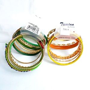 Tamina Women's Set of 2 Band Rings Bangle Bracelet